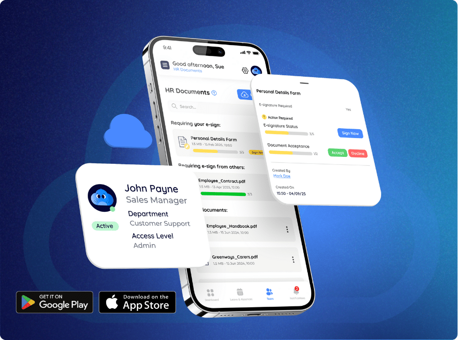 Mobile hr employee file management software accessible anywhere